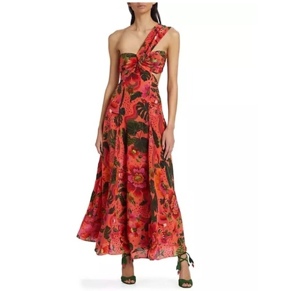 Farm Rio One Shoulder Tropical Floral Cutout Blooming Garden Maxi Dress  Size XL - coffeafoods.com